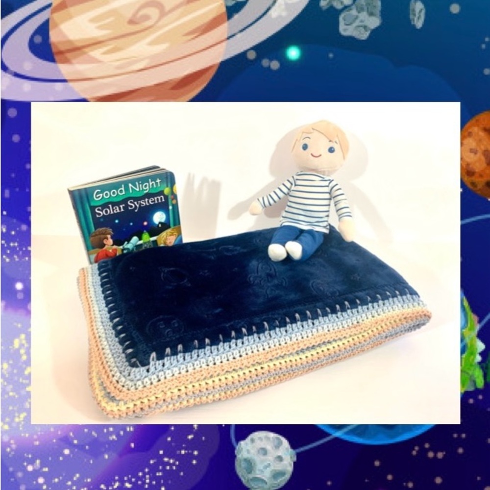 Boy & Space Crochet Baby Blanket Gift Set